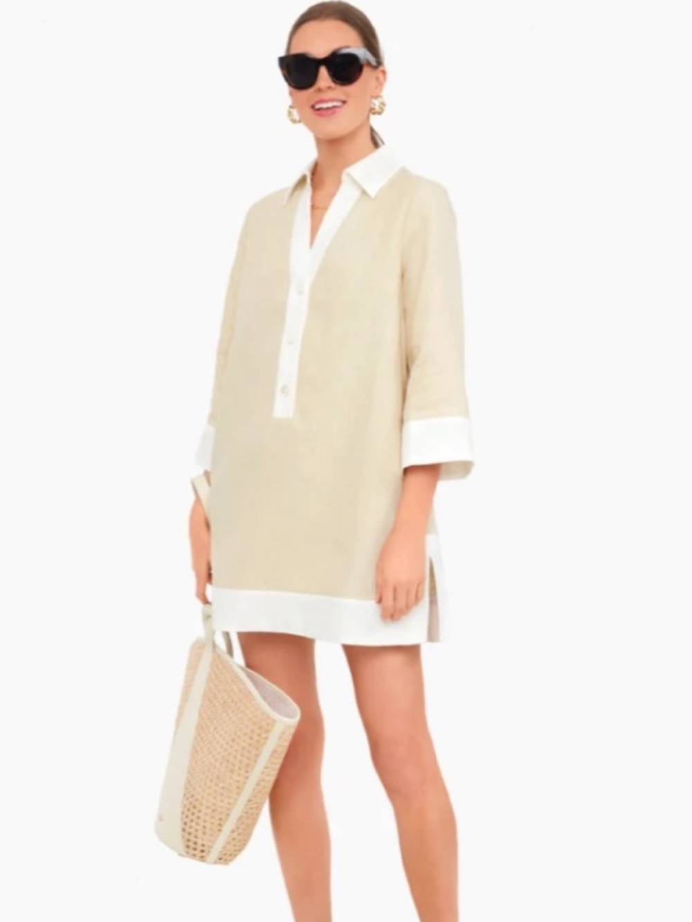 Tuckernuck Champagne Collier Tunic Dress - 100% Linen Size XXXL